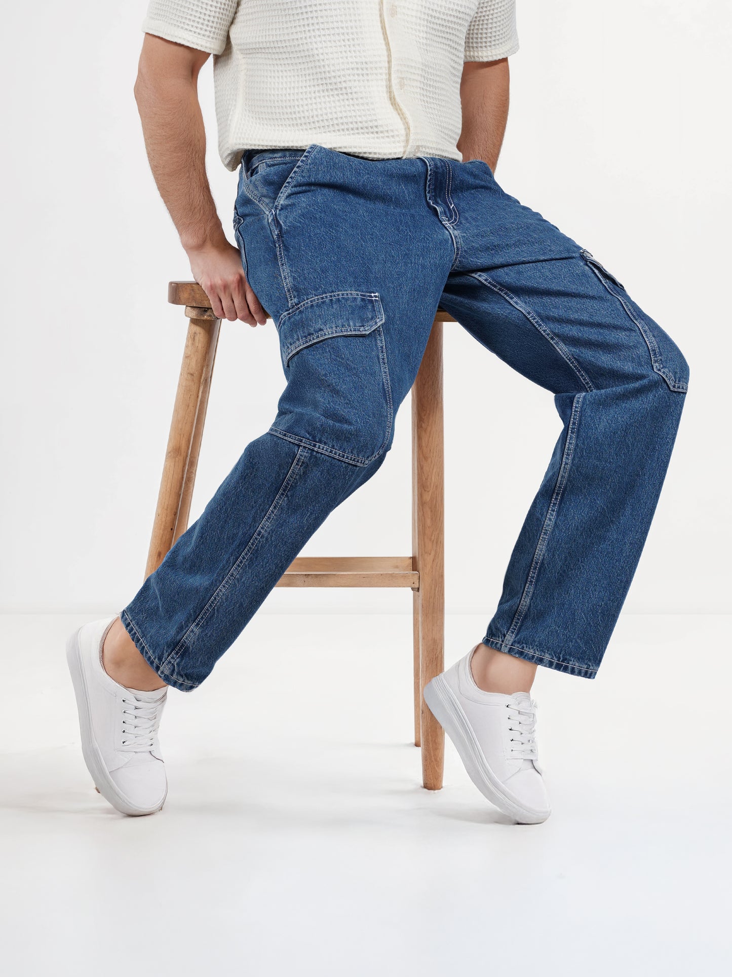 Celio* Cotton Loose Fit Blue Jean