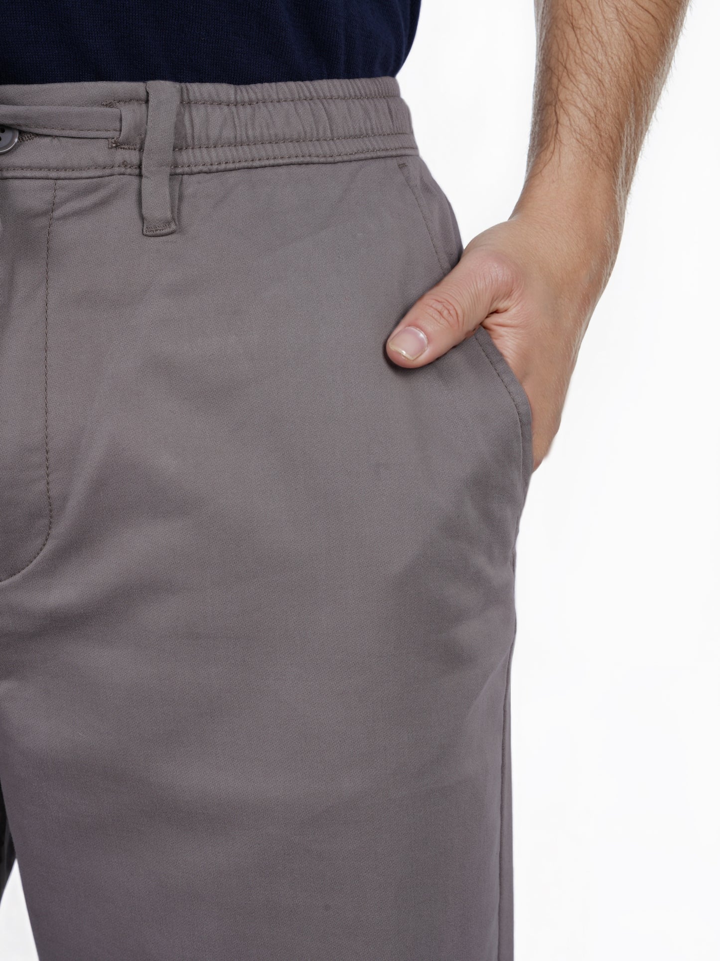 Celio* Cotton-Blend Regular Fit Grey Trouser