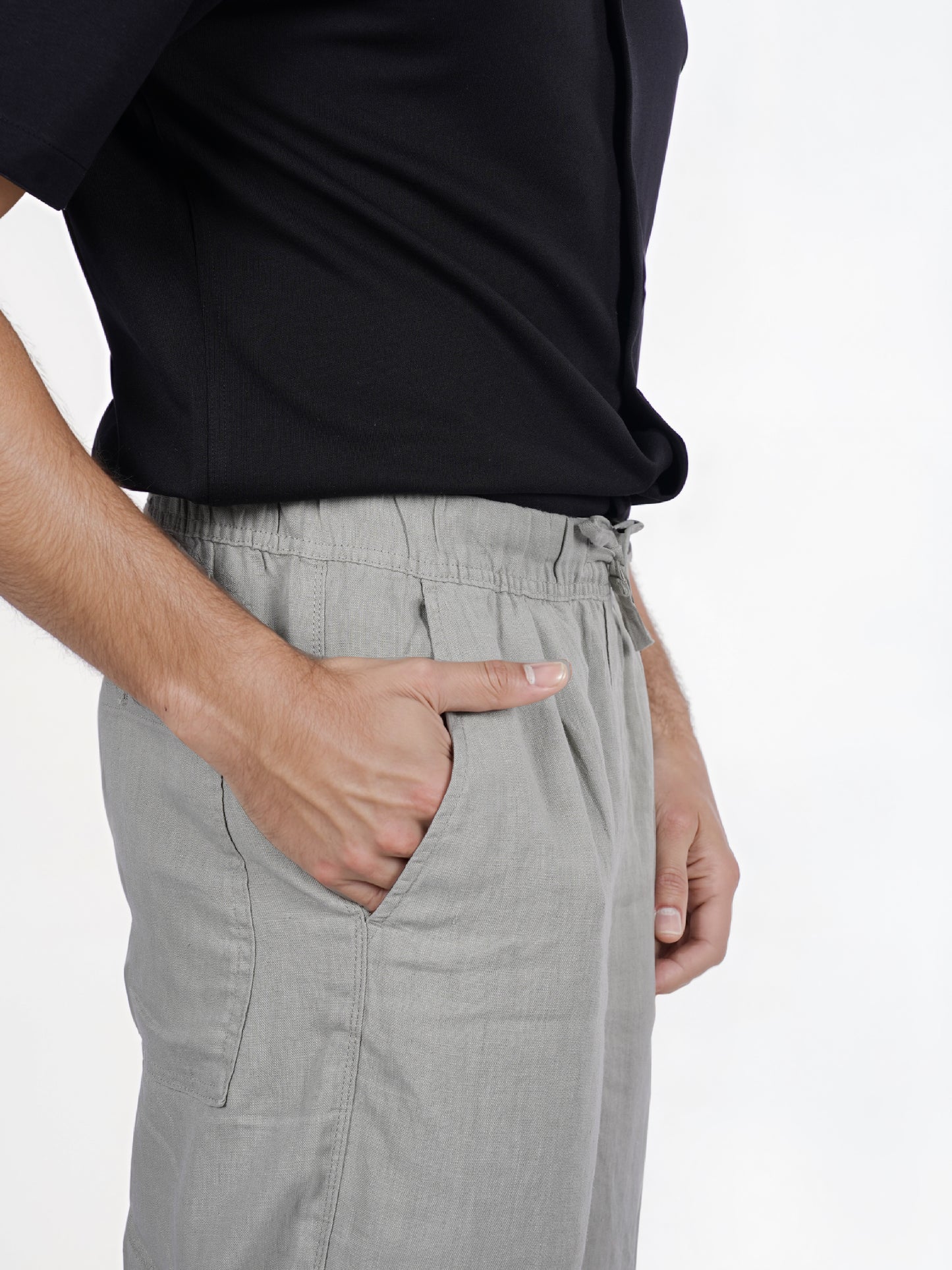 Celio* Linen Loose Fit Green Casual Trouser