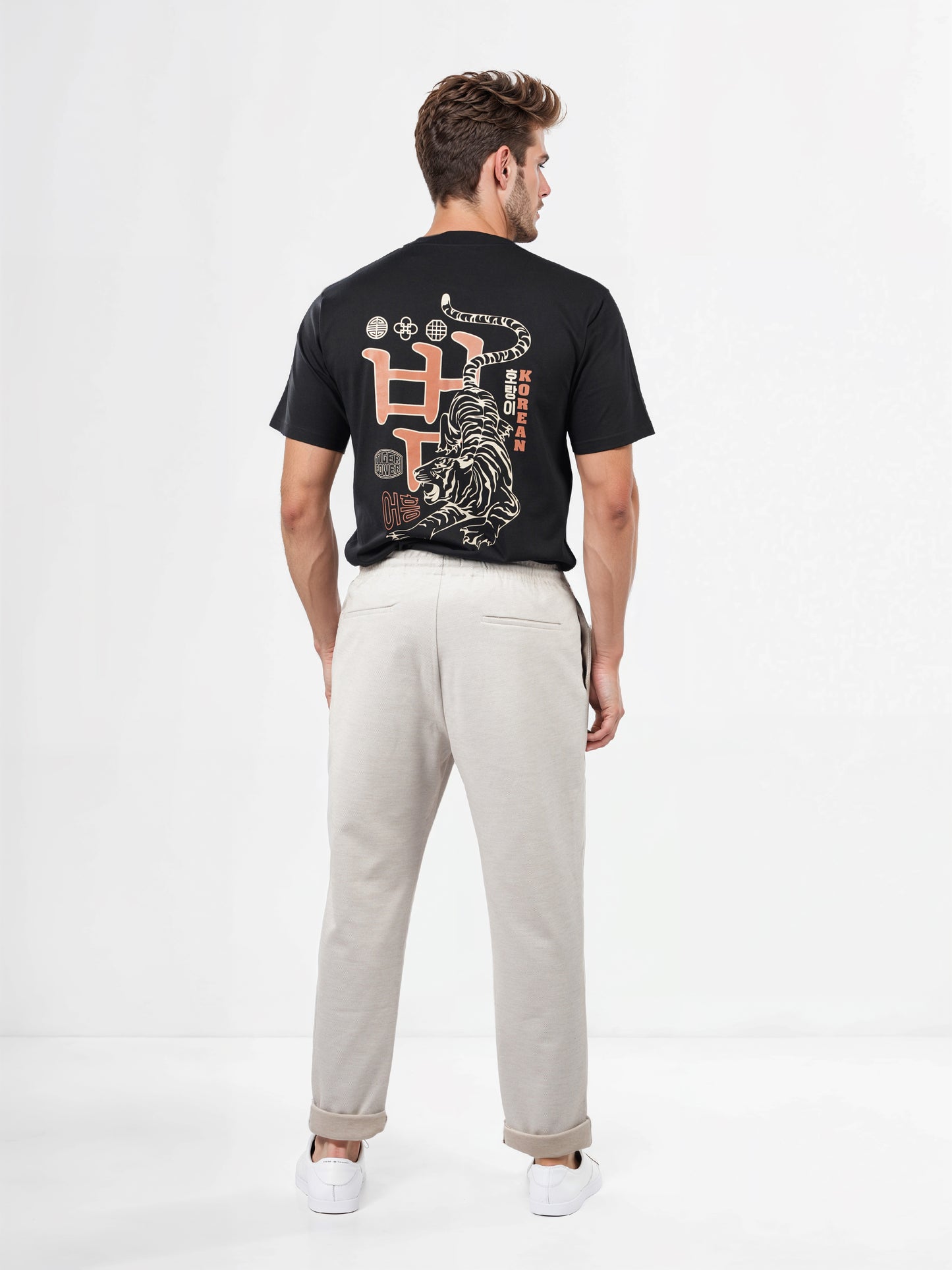 Celio* Polyester-Blend Regular Fit Beige Trouser