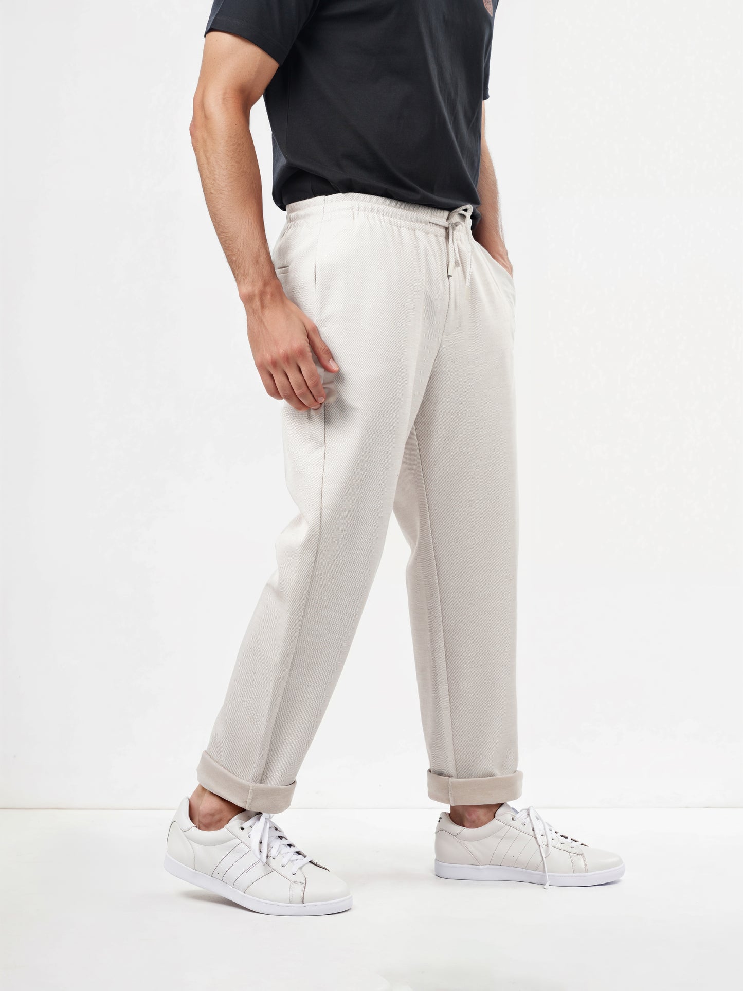 Celio* Polyester-Blend Regular Fit Beige Trouser