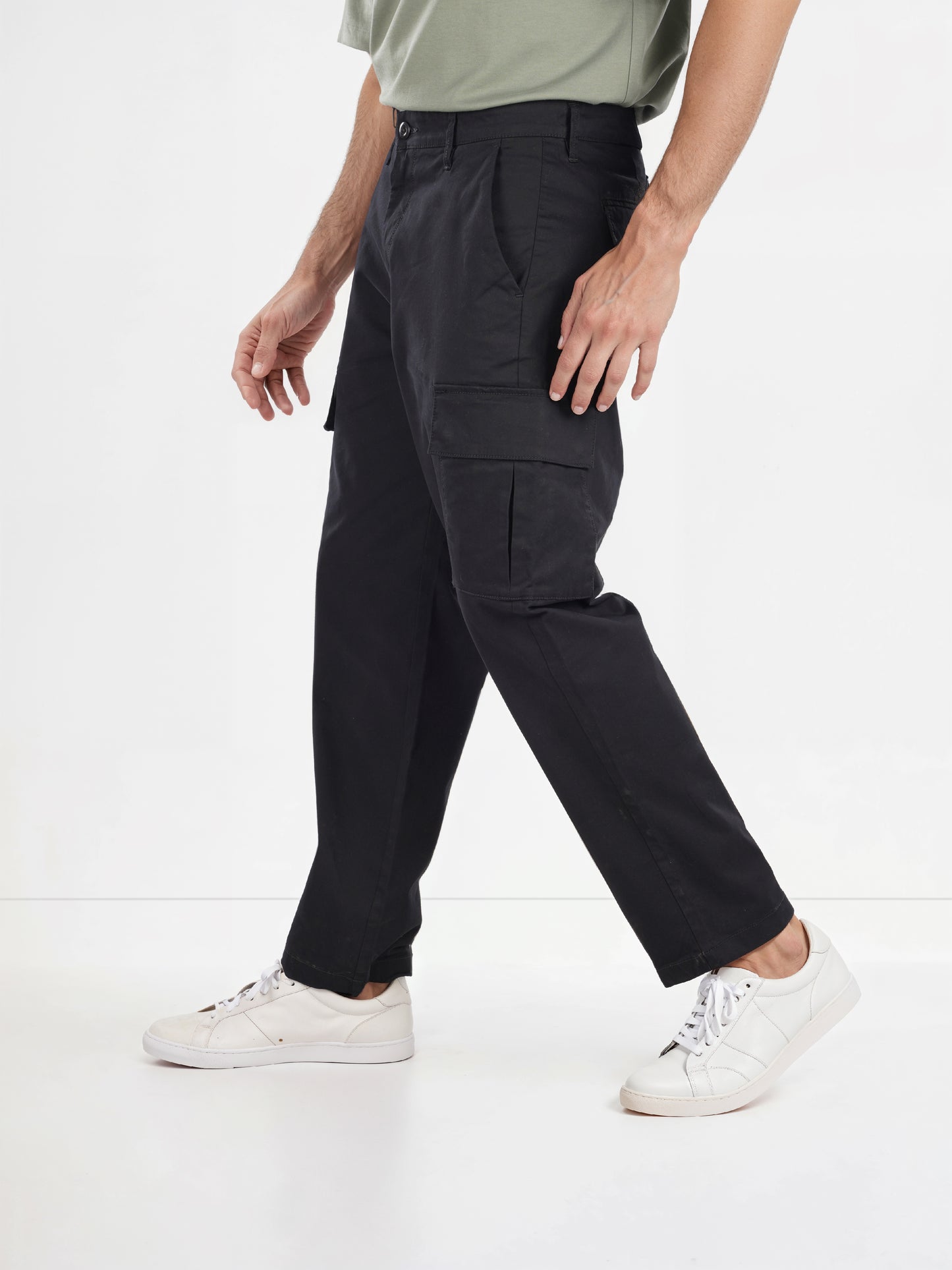 Celio* Cotton-Blend Slim Fit Black Cargo