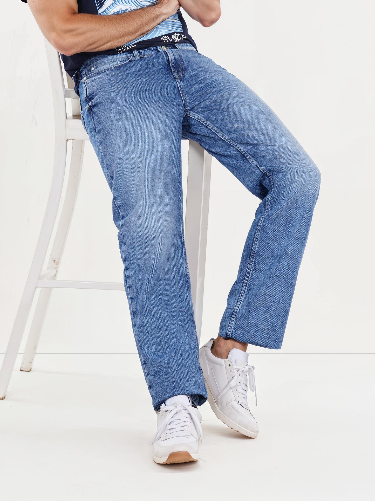 Celio* Cotton Loose Fit Blue Jean