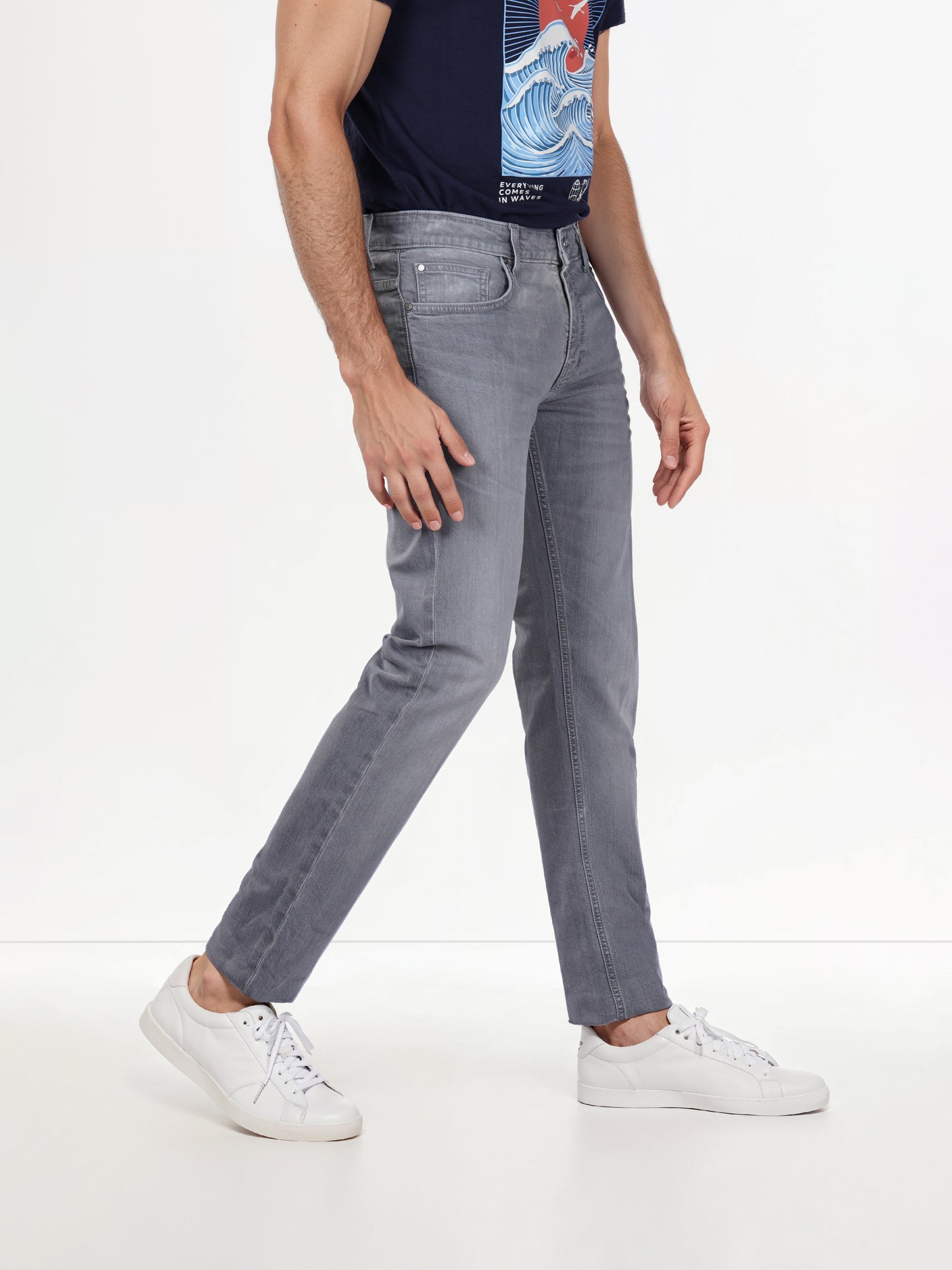 Celio* Cotton-Blend Slim Fit Grey Jean