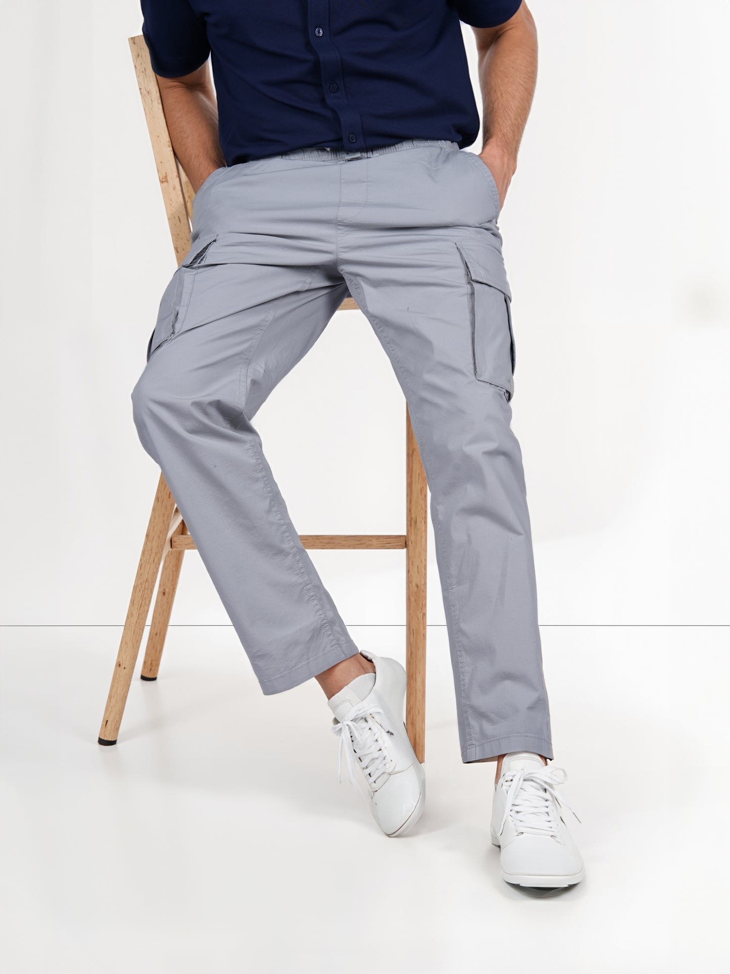 Celio* Cotton Straight Fit Grey Cargo