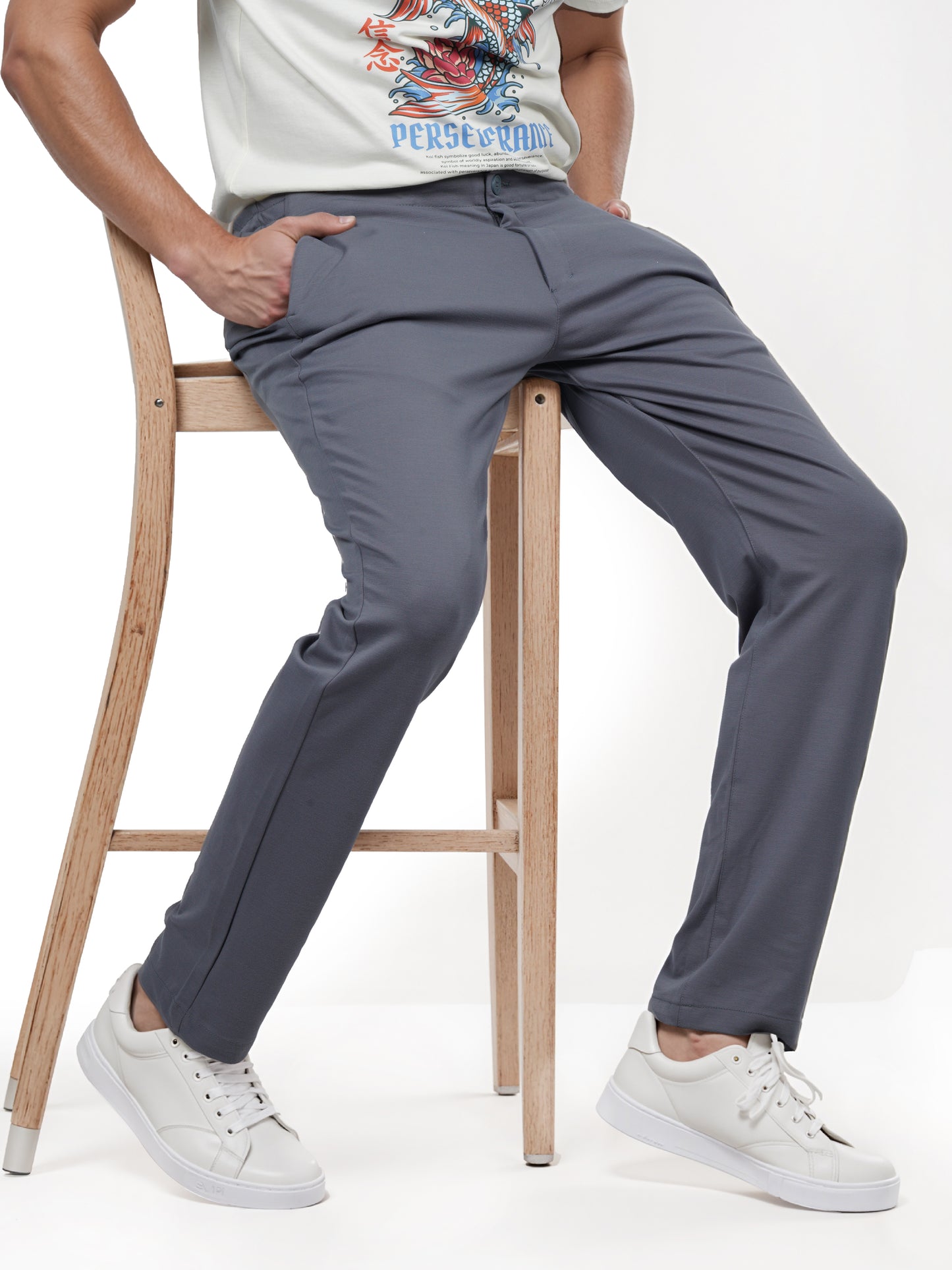 Celio* Men Grey Solid Slim Fit Rayon Trouser