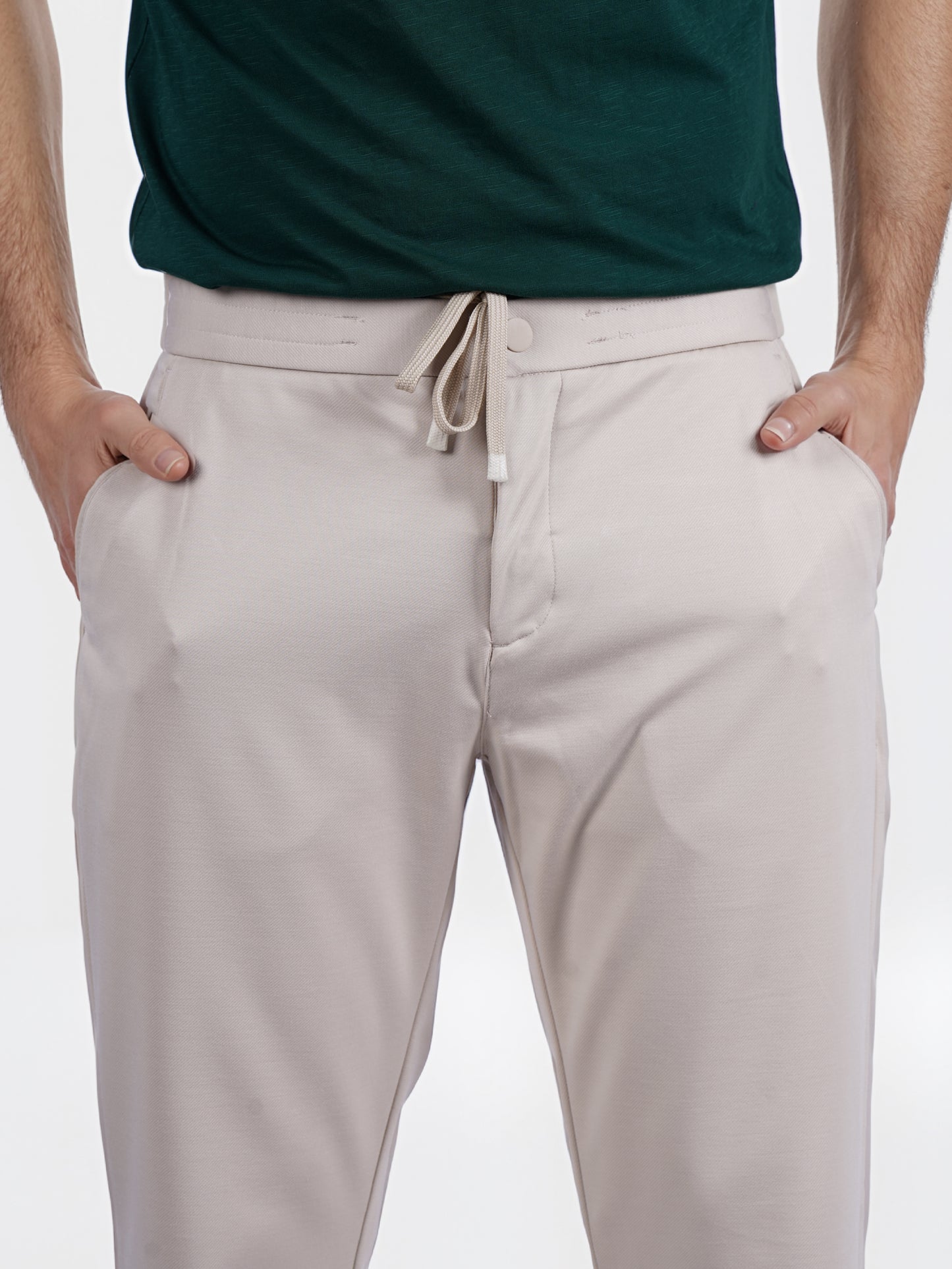 Celio* Men Beige Solid Slim Fit Terylene Knit Trouser