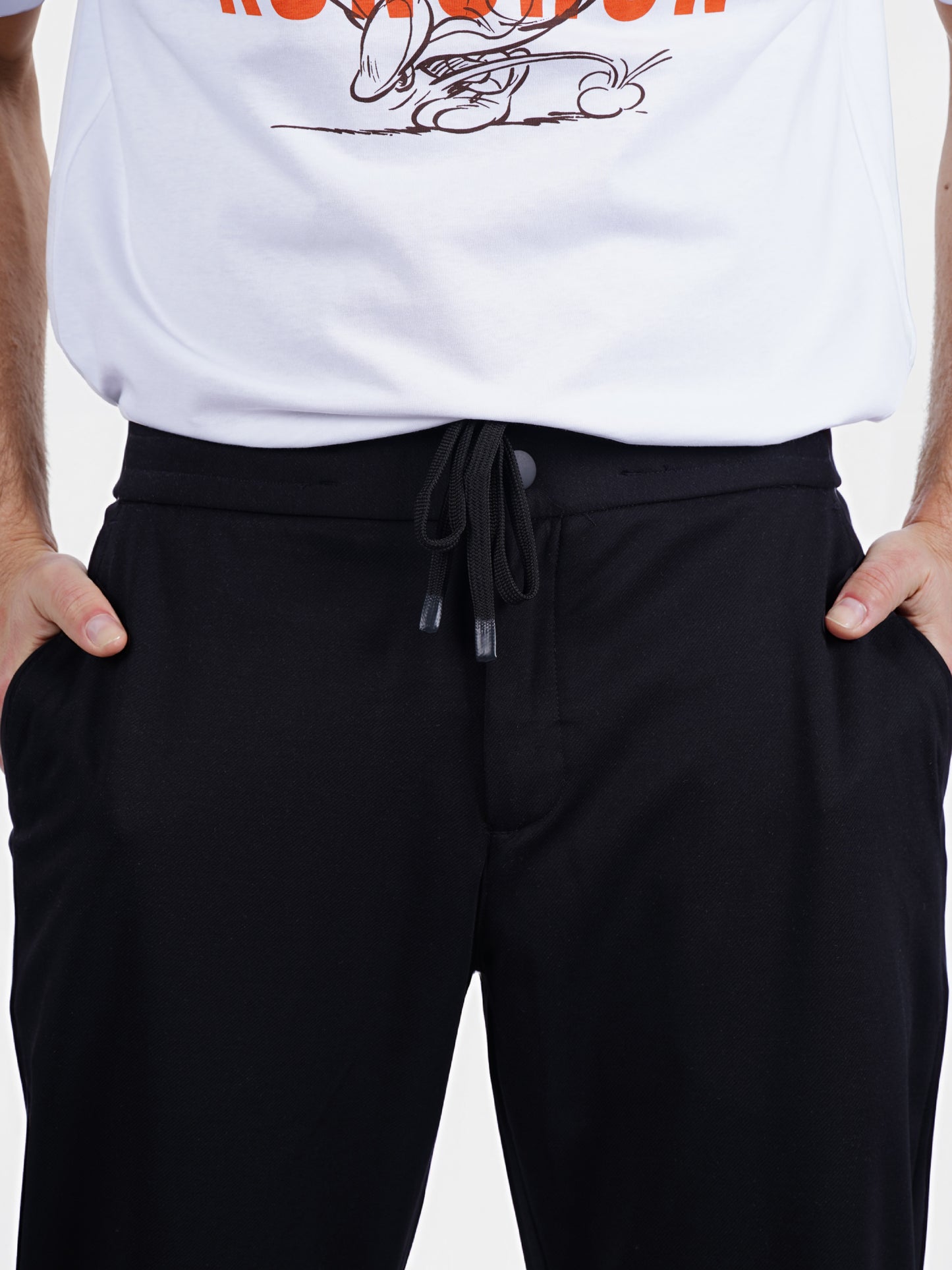 Celio* Men Black Solid Slim Fit Terylene Knit Trouser