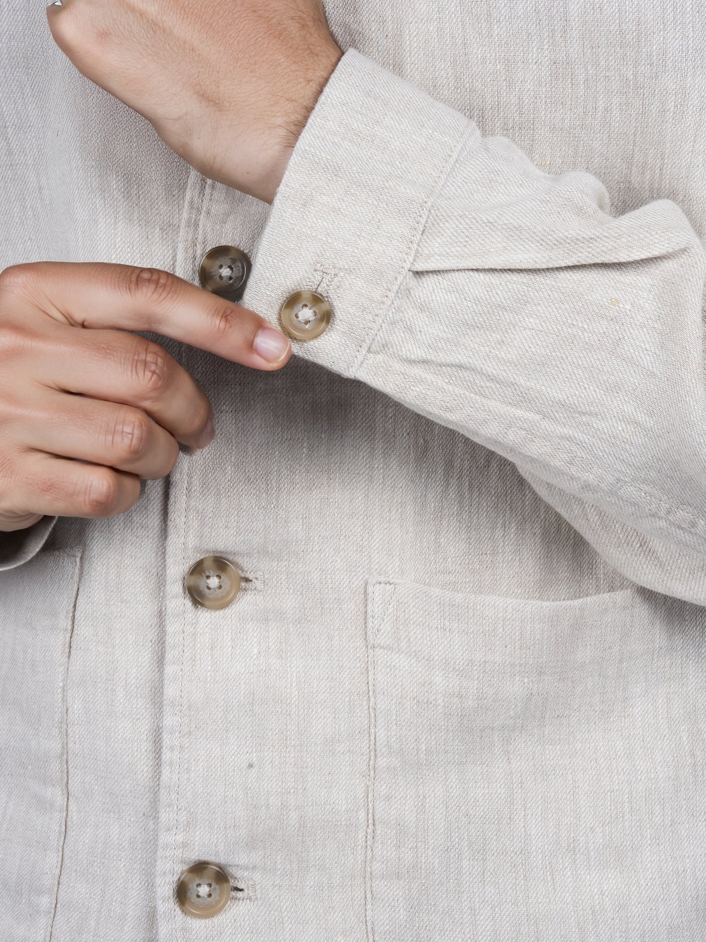 Celio* Solid Regular Fit Linen Off White Jacket