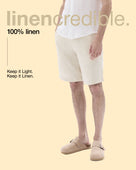 Straight Fit Cotton Linen Shorts - Black