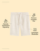 Straight Fit Cotton Linen Shorts - Black