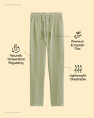 Straight Fit 100% Linen Trousers - Natural
