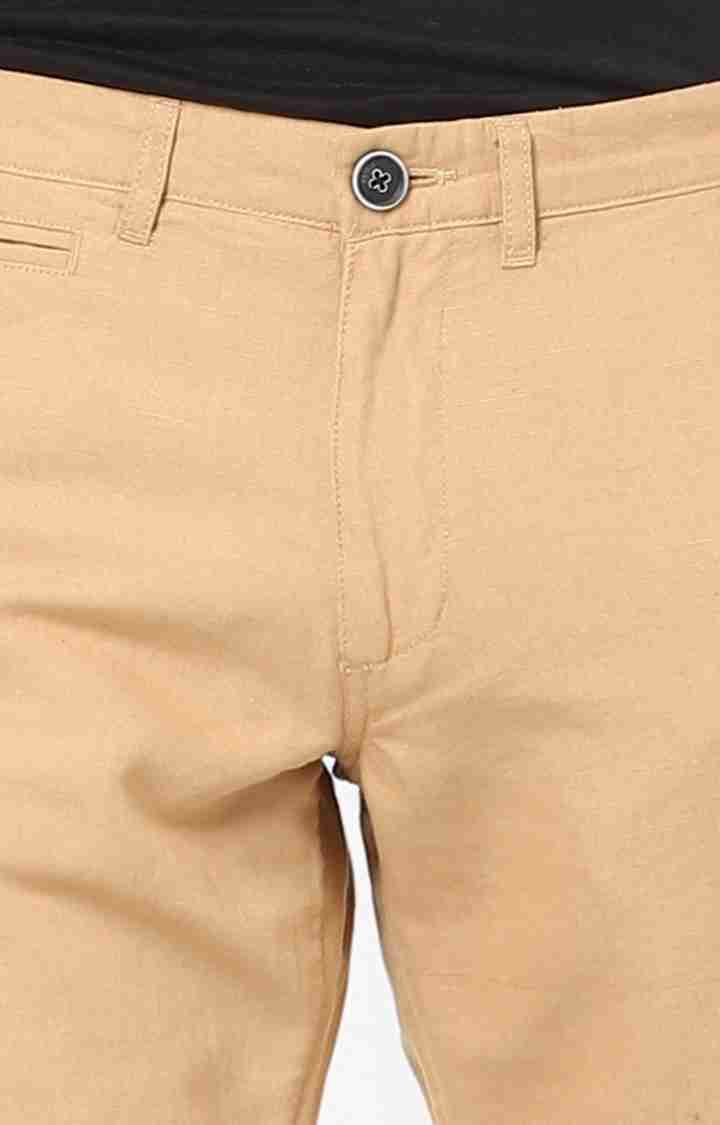 Celio* Cotton-Blend Regular Fit Beige Shorts