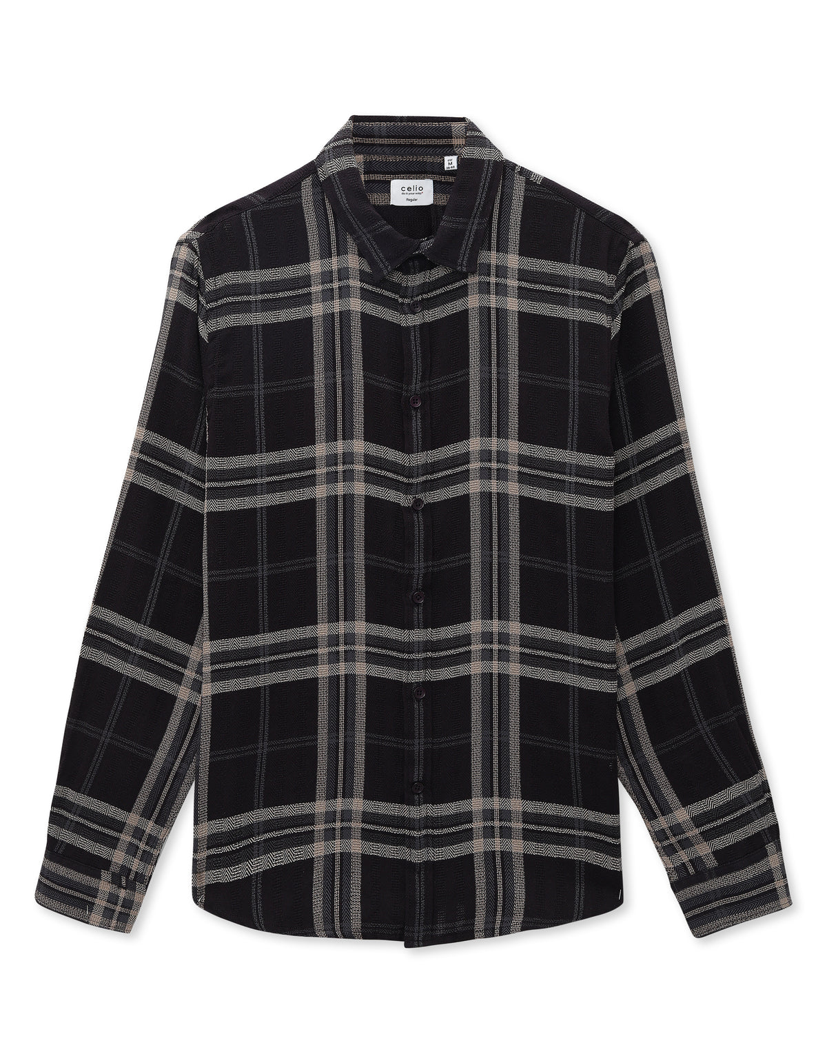 Regular Fit Cotton Blend Checked Spread Collar Shirt - Purple