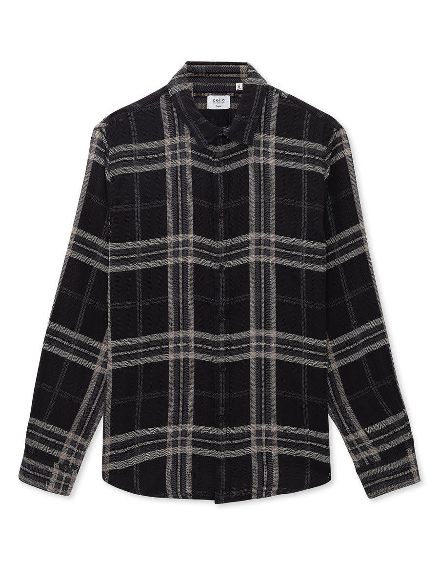 Regular Fit Cotton Blend Checked Spread Collar Shirt - Purple