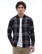 Regular Fit Cotton Blend Checked Spread Collar Shirt - Purple