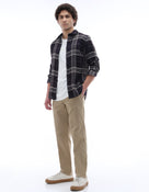 Regular Fit Cotton Blend Checked Spread Collar Shirt - Purple