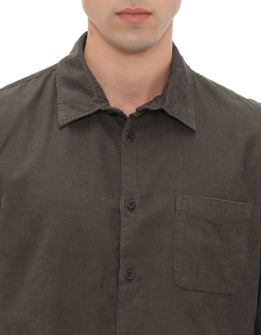 Regular Fit 100% Cotton Corduroy Shirts - Grey