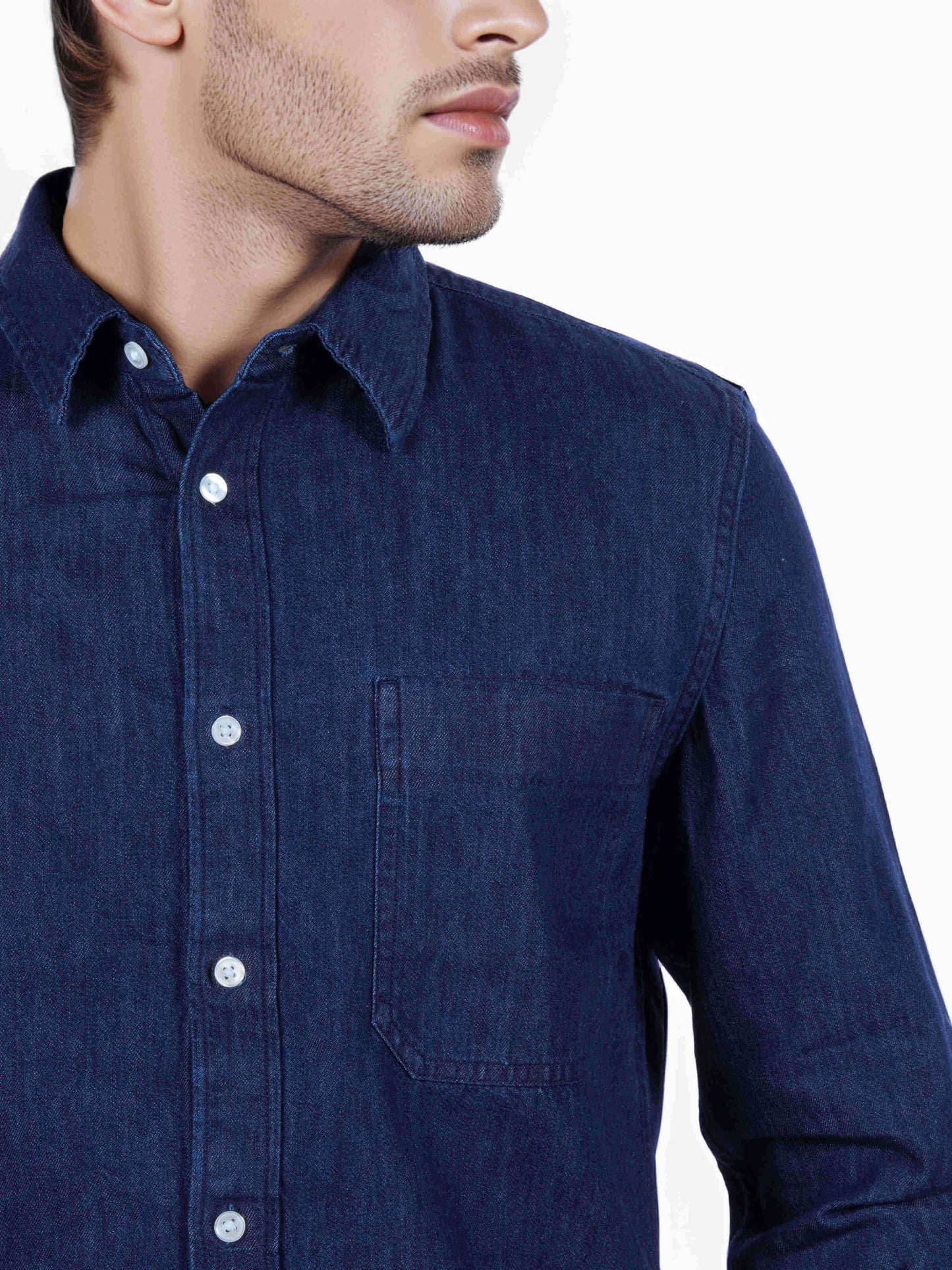 Celio* Cotton Regular Fit Men Solid Blue Shirts