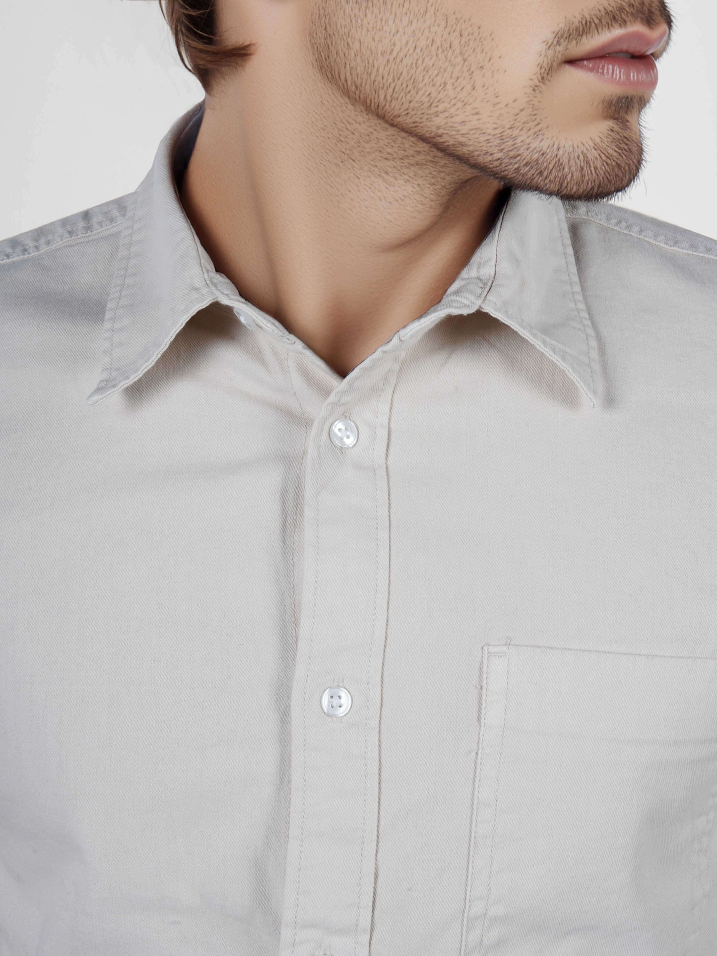 Celio* Beige Men Cotton Solid Regular Fit Shirts