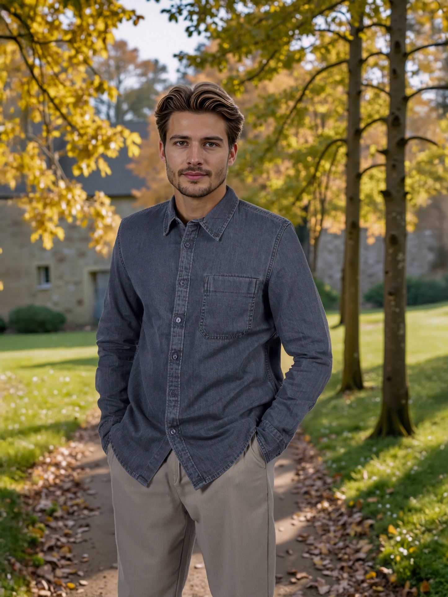 Celio* Men Grey Solid Regular Fit Cotton Shirt