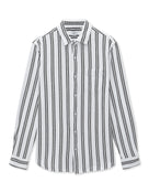 Regular Fit 100% Cotton Striped Spread Collar Shirt - White