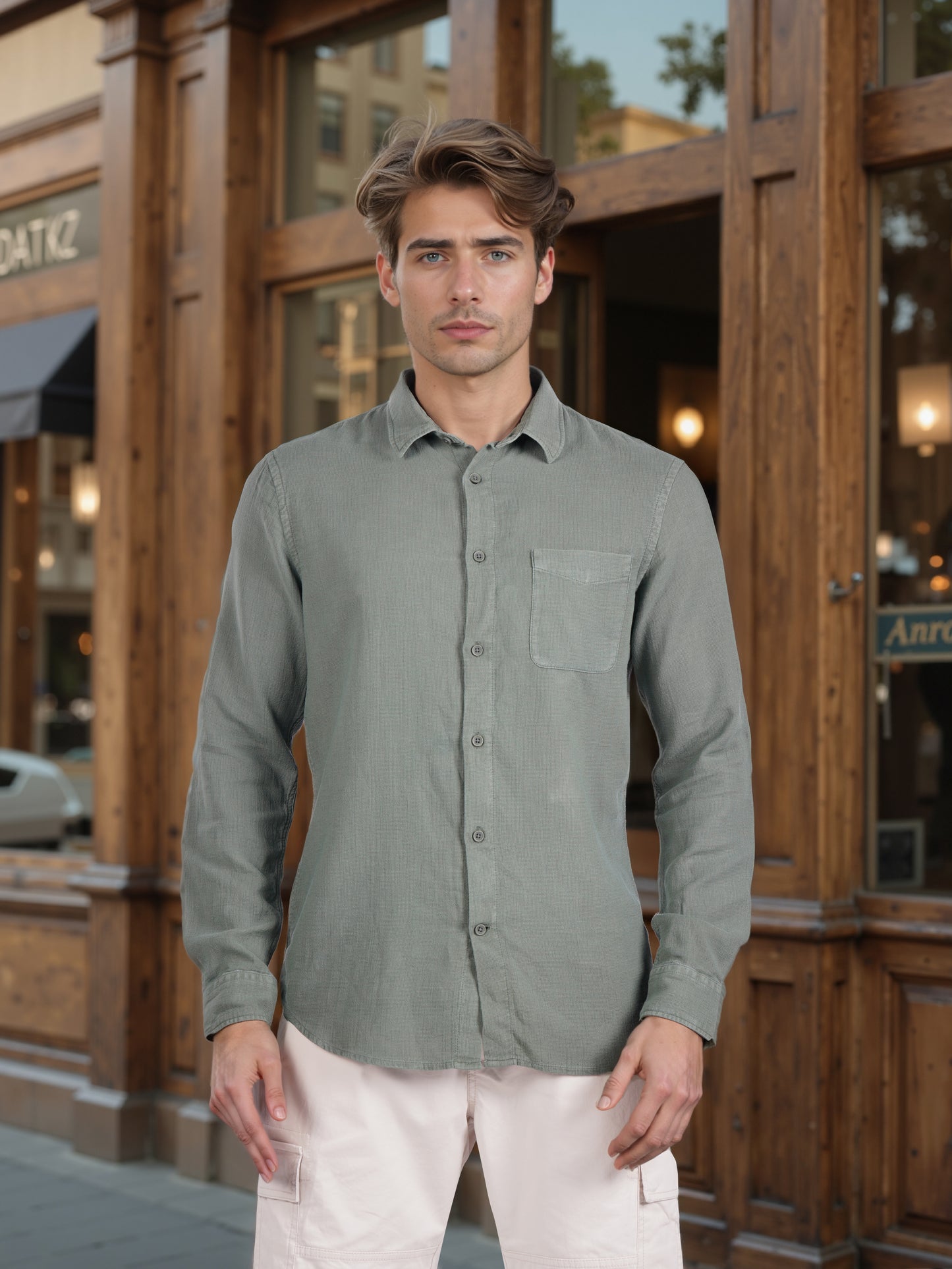 Celio* Men Green Solid Regular Fit Cotton Shirt
