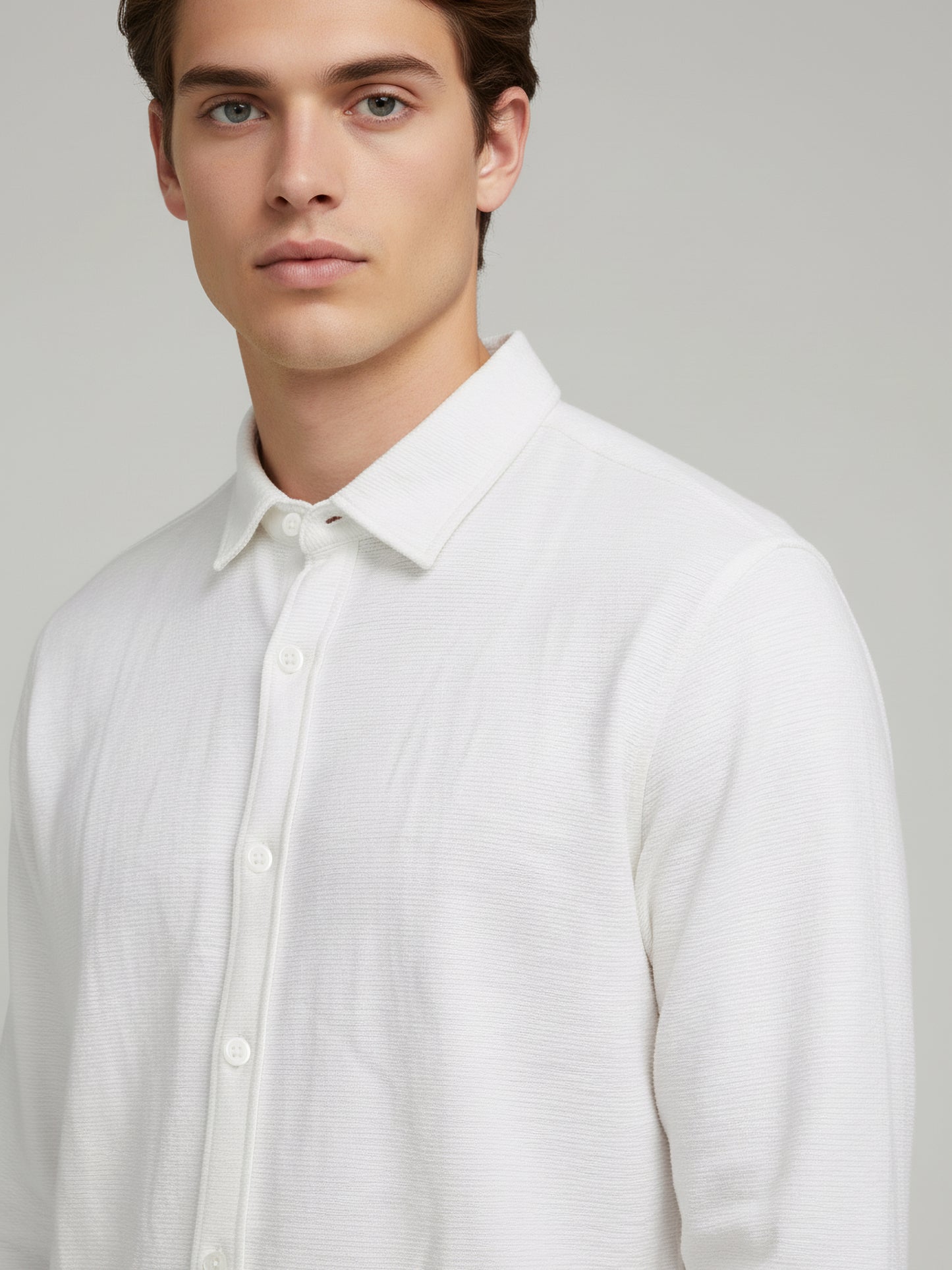 Celio* Men White Solid Regular Fit Cotton Shirts
