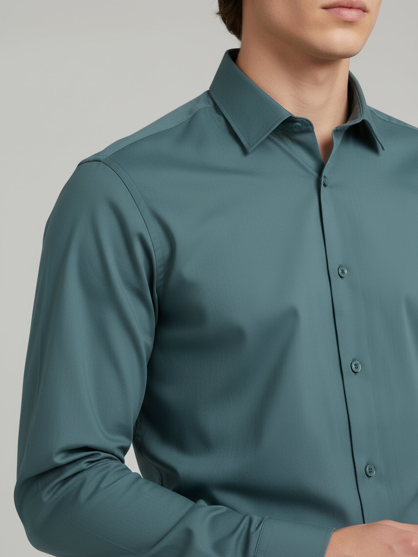 Celio* Men Green Solid Regular Fit Polyester Shirts