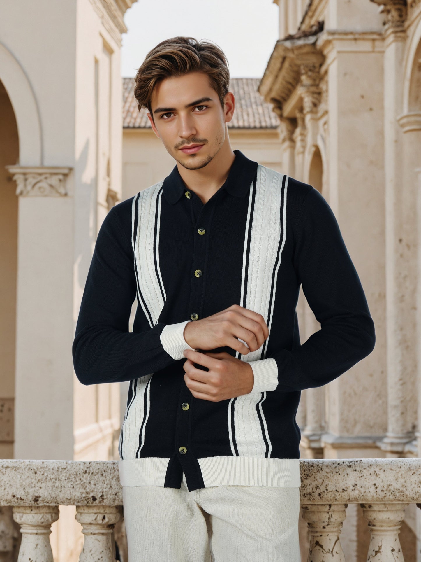 Celio* Men Black Striped Regular Fit Cotton Shirts