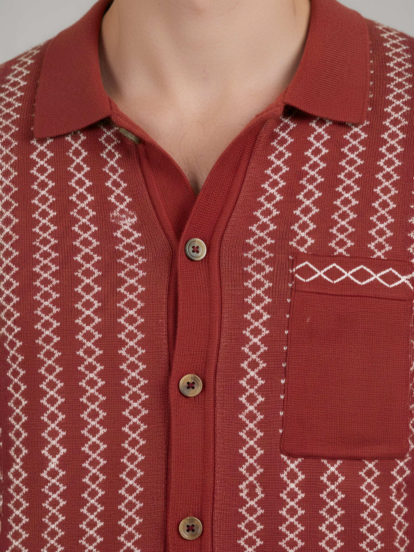 Celio* Men Red Striped Regular Fit Cotton T-Shirts