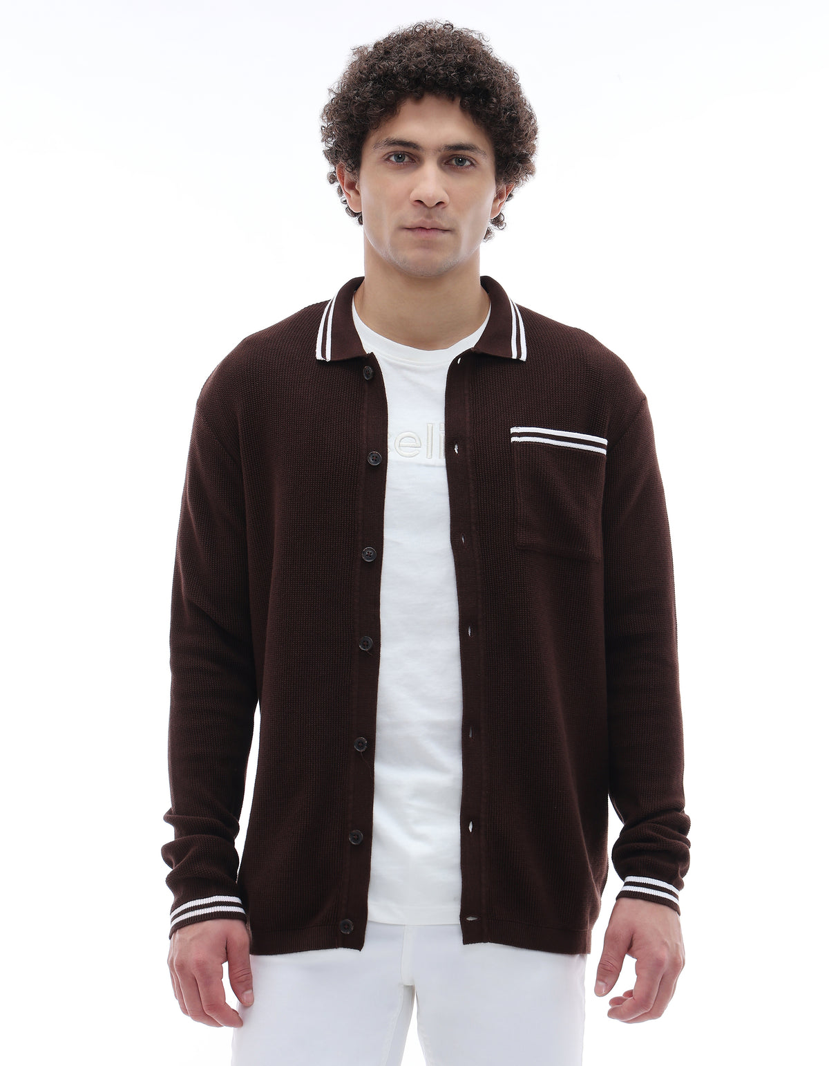 Regular Fit 100% Cotton Polo Collar T-Shirt - Brown