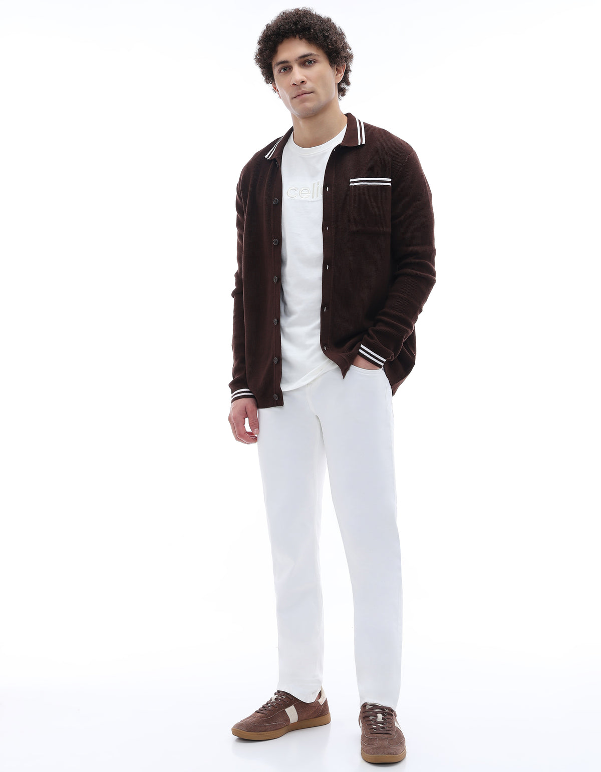 Regular Fit 100% Cotton Polo Collar T-Shirt - Brown