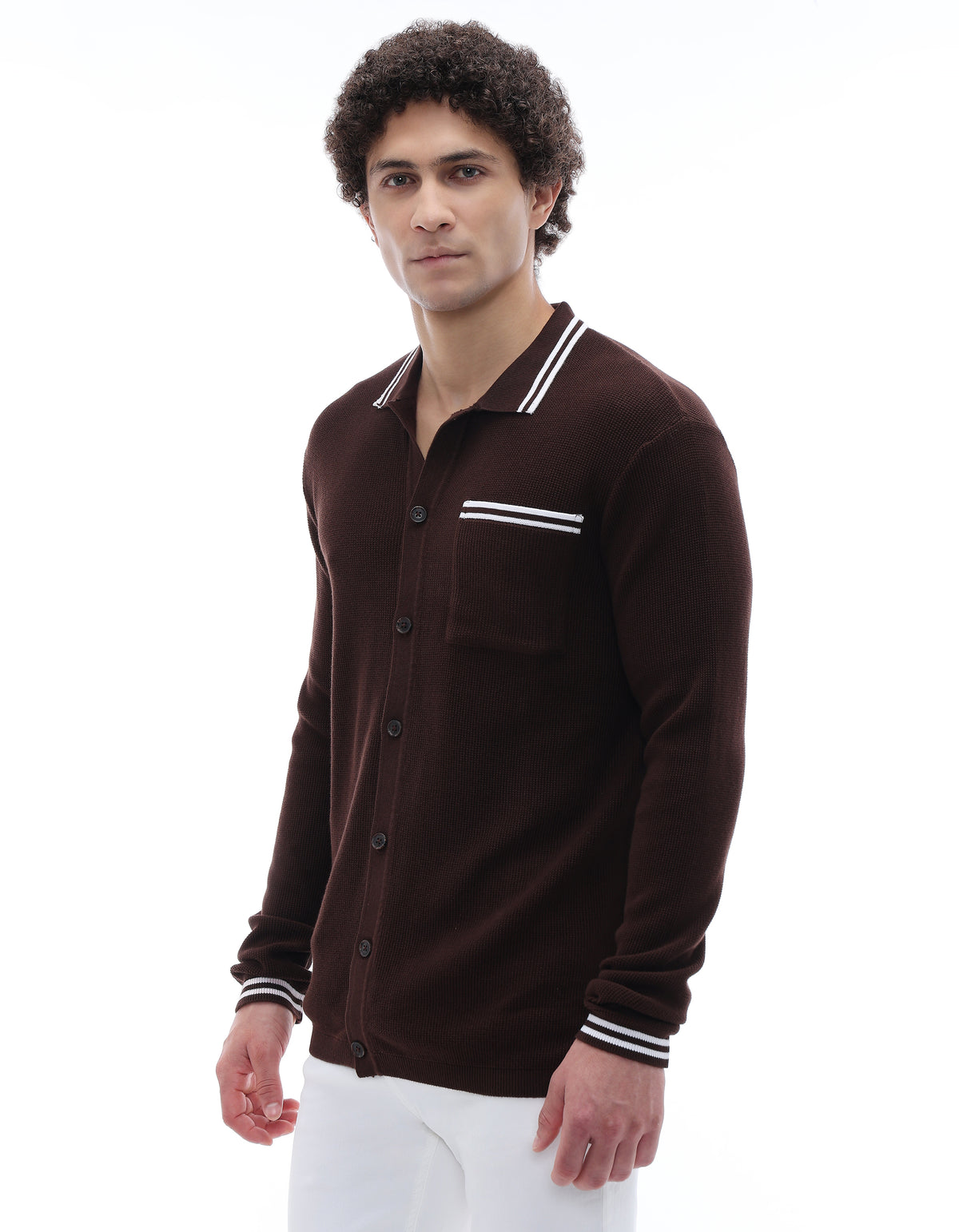 Regular Fit 100% Cotton Polo Collar T-Shirt - Brown