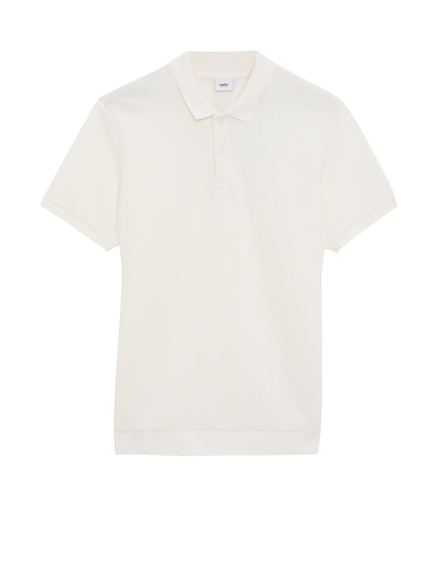 Regular Fit Polycotton Solid Tshirts - Off White
