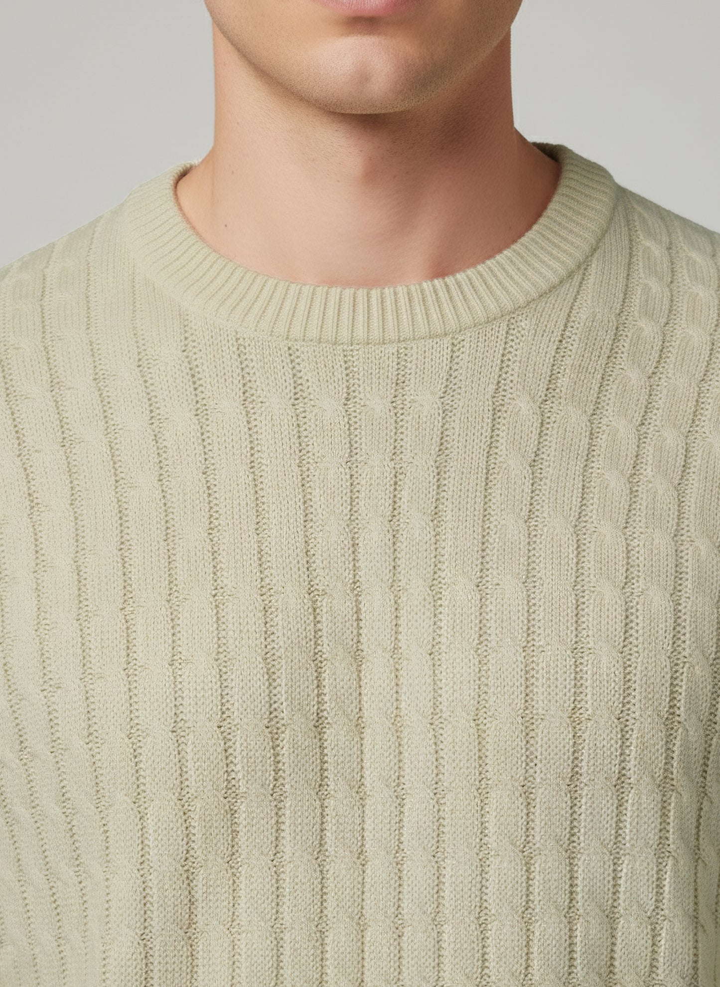 Celio* Men Cream Solid Regular Fit Cotton Sweaters