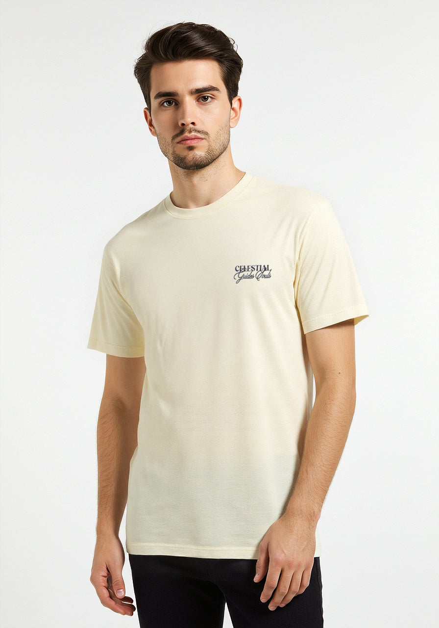 Celio* Men Cream Printed Oversized Cotton T-shirt