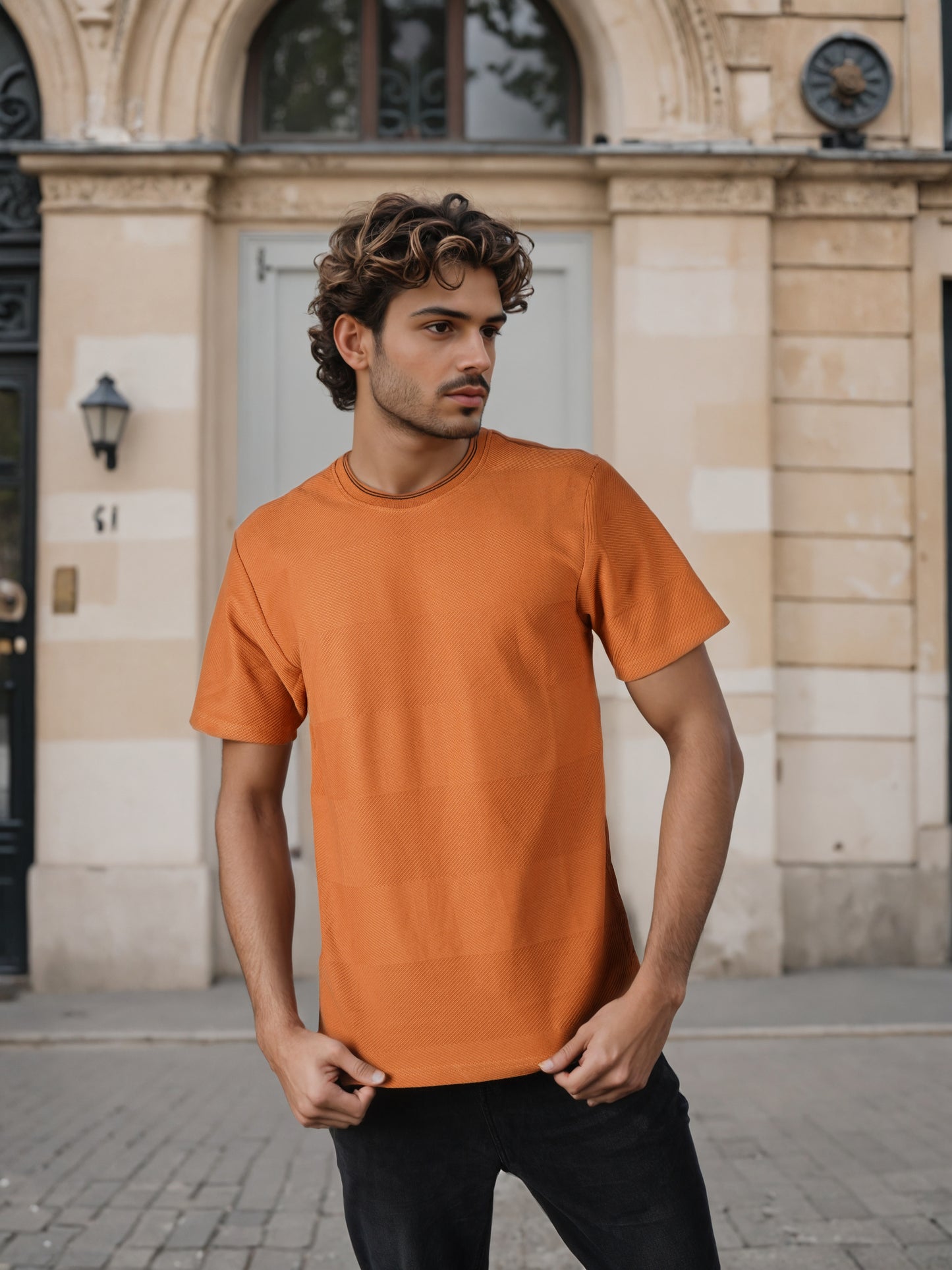 Celio* Men Brown Solid Regular Fit Cotton T-Shirts