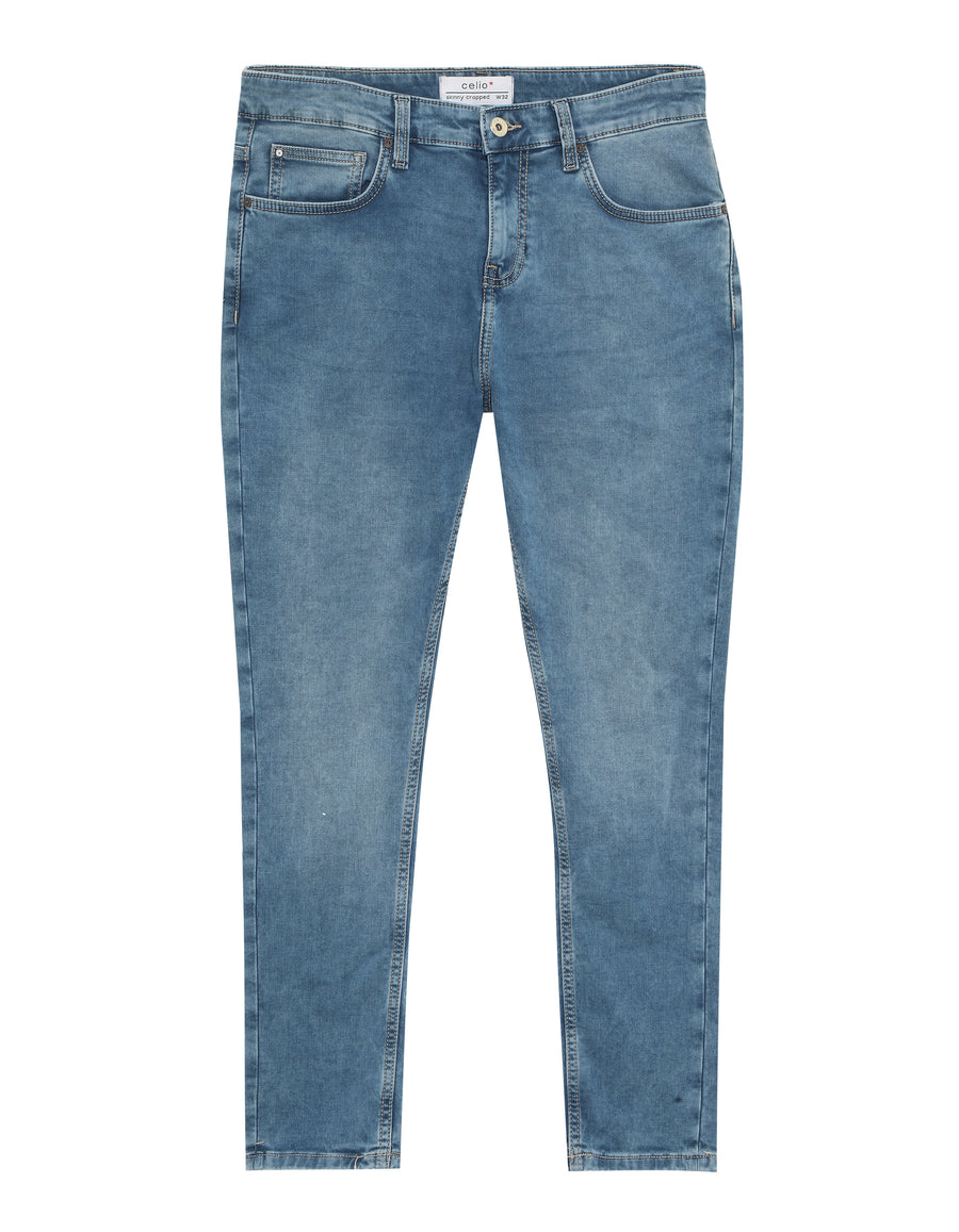Skinny Fit Cotton Dobby Jeans - Blue