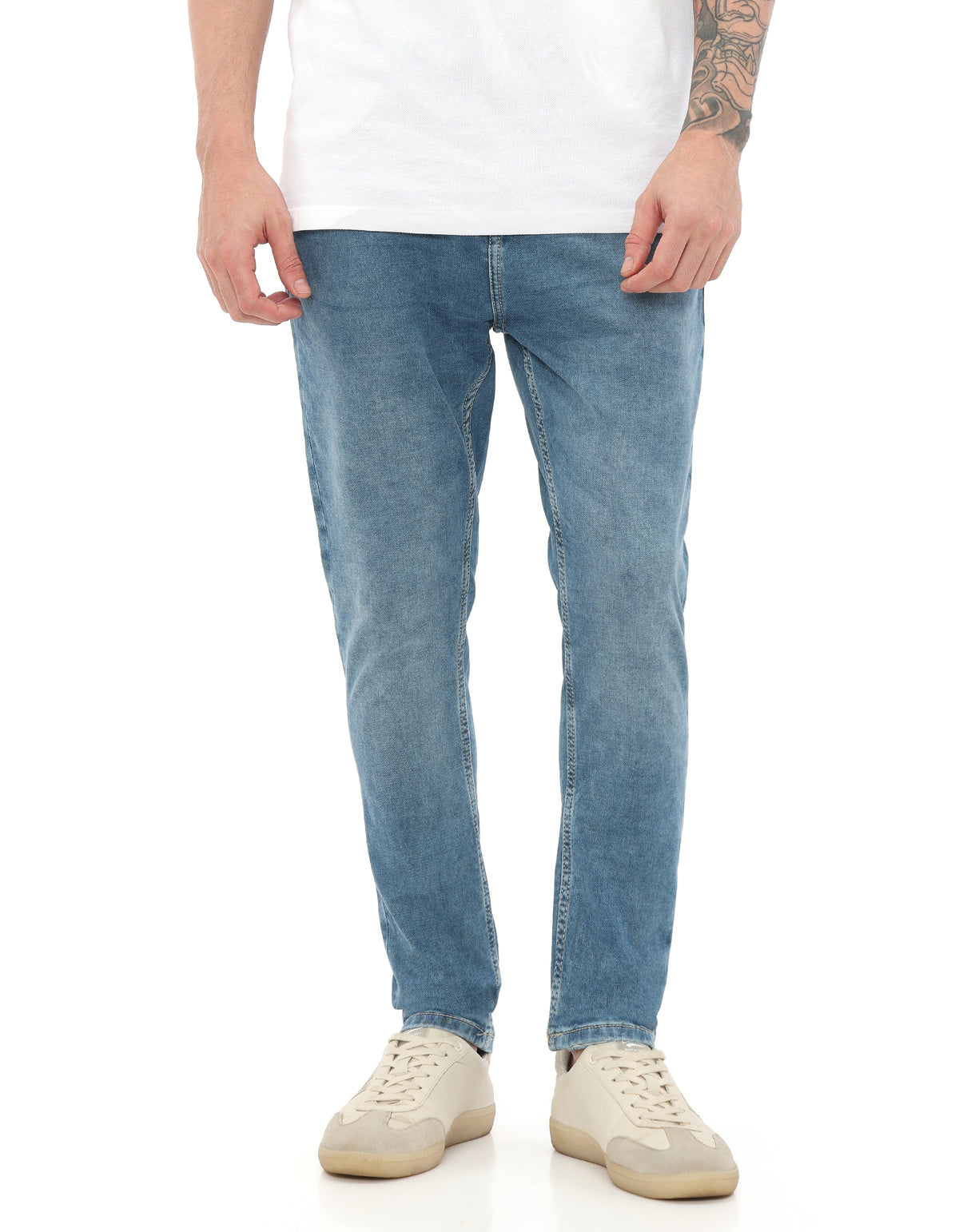Skinny Fit Cotton Dobby Jeans - Blue