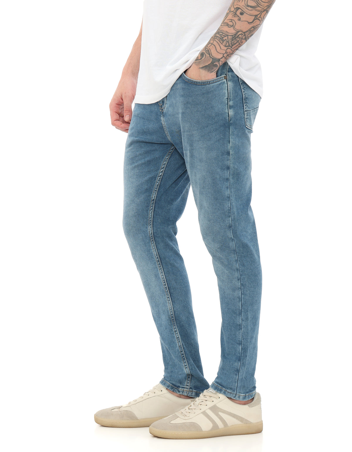 Skinny Fit Cotton Dobby Jeans - Blue