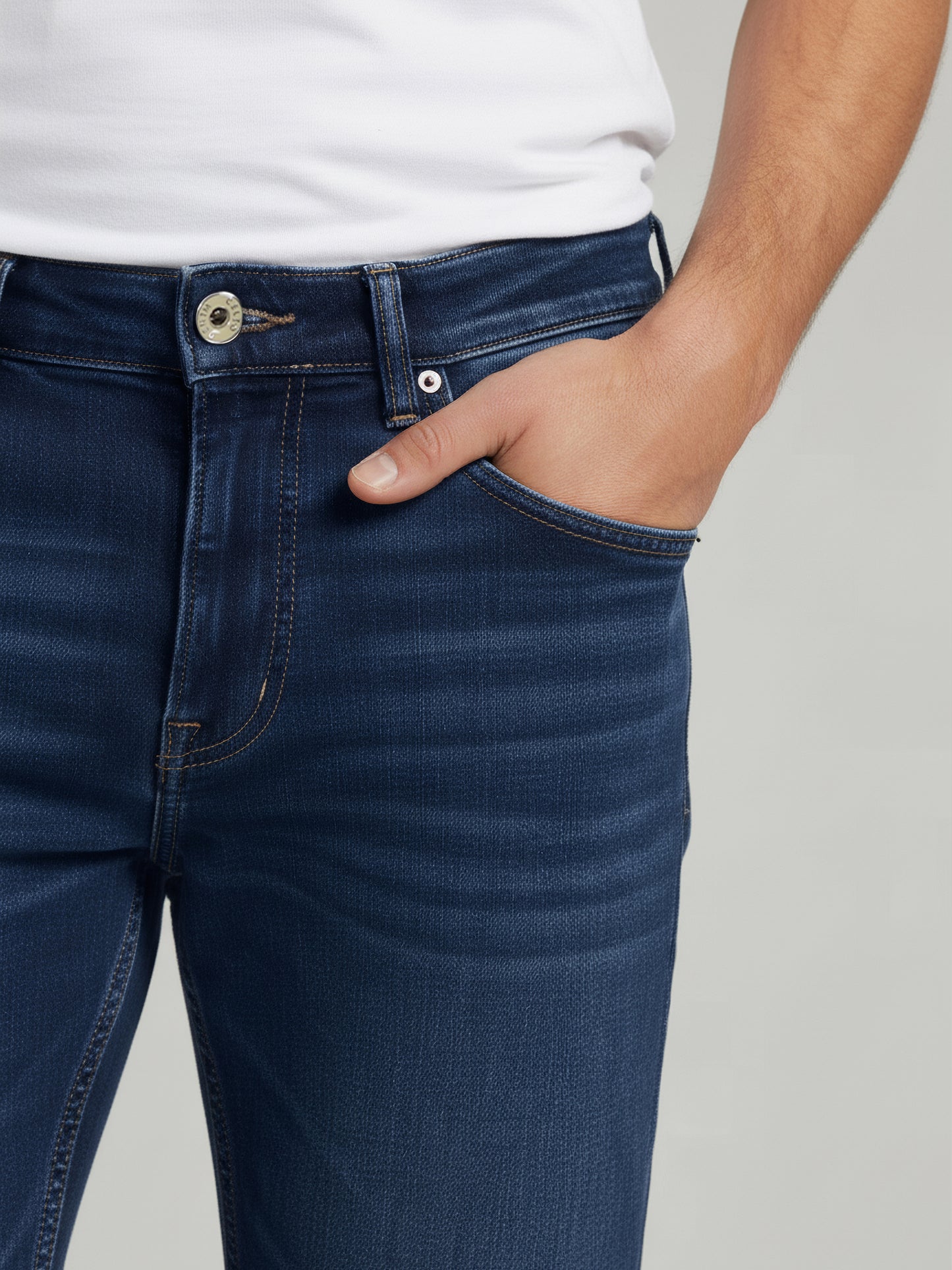 Celio* Men Blue Solid Bootcut Cotton Jeans