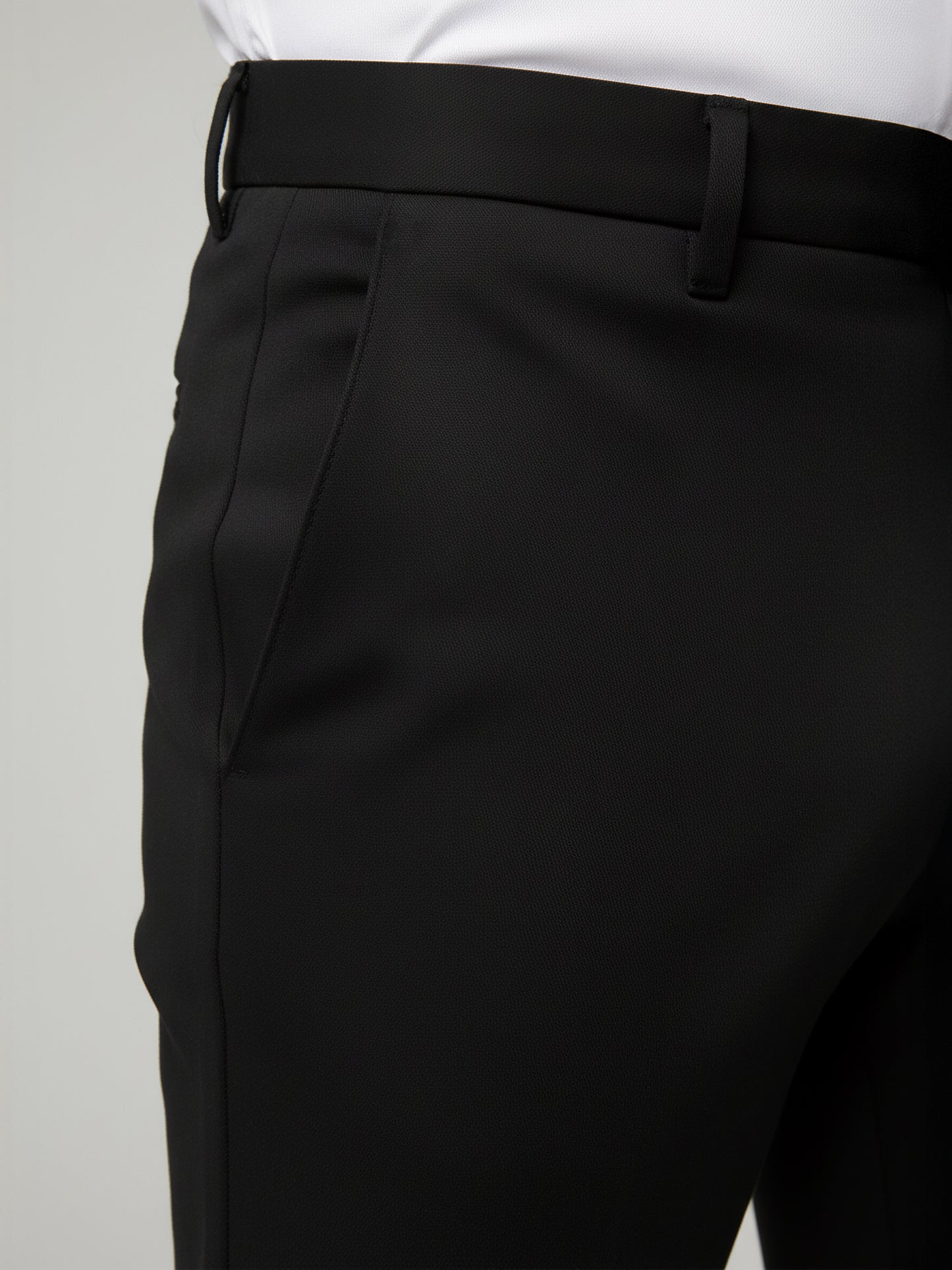 Celio* Men Black Solid Regular Fit Polyester Trousers