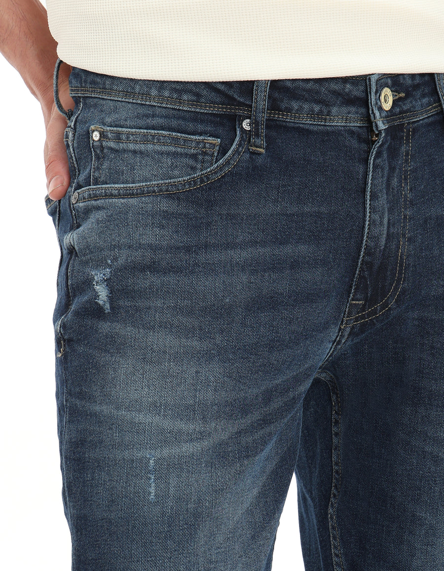Slim Fit 100% Cotton Twill Jeans - Blue