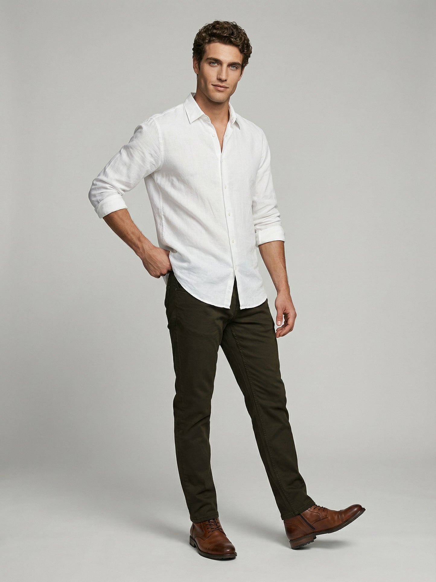 Celio* Men Olive Solid Slim Fit Cotton Jeans