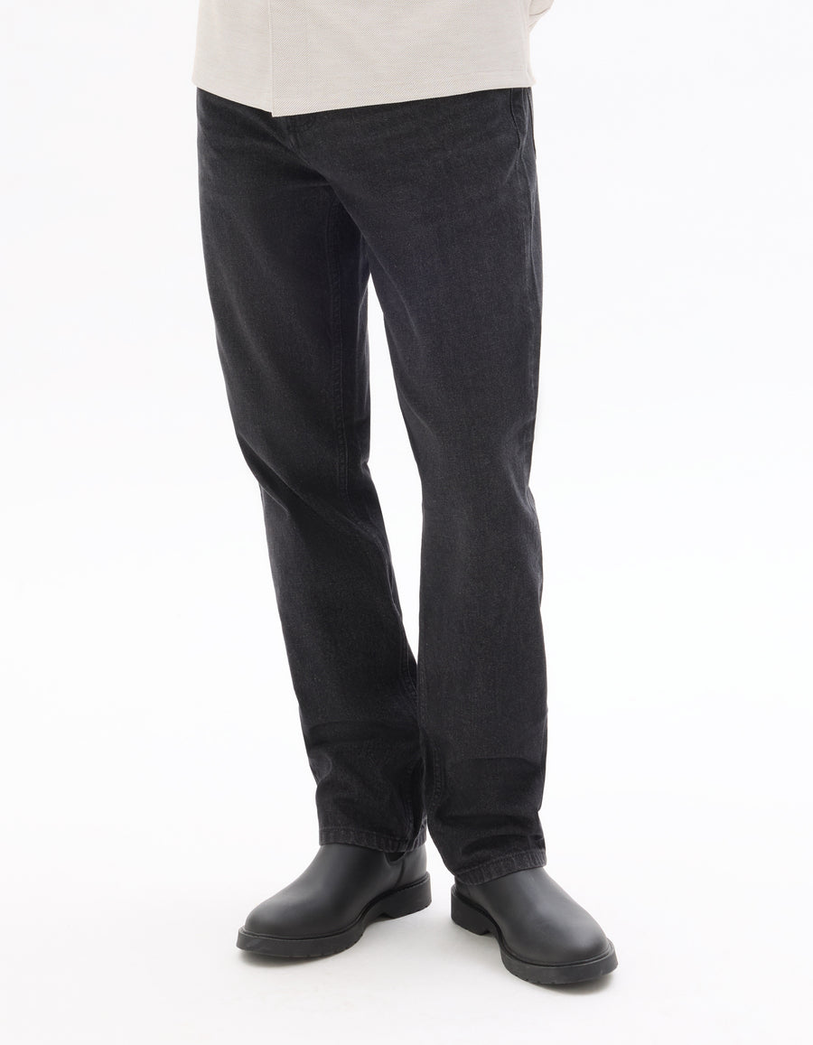 Loose Fit 100% Cotton Jeans - Washed Black