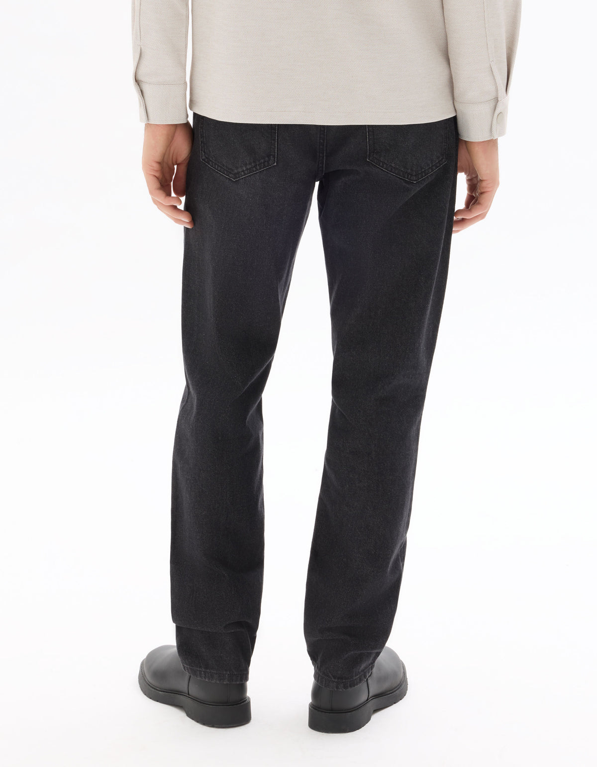 Loose Fit 100% Cotton Jeans - Washed Black