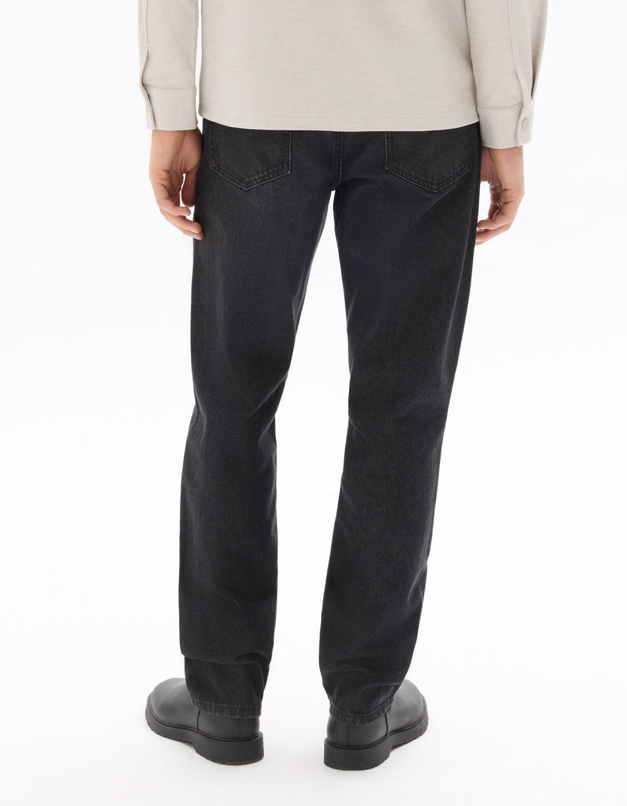 Loose Fit 100% Cotton Jeans - Washed Black