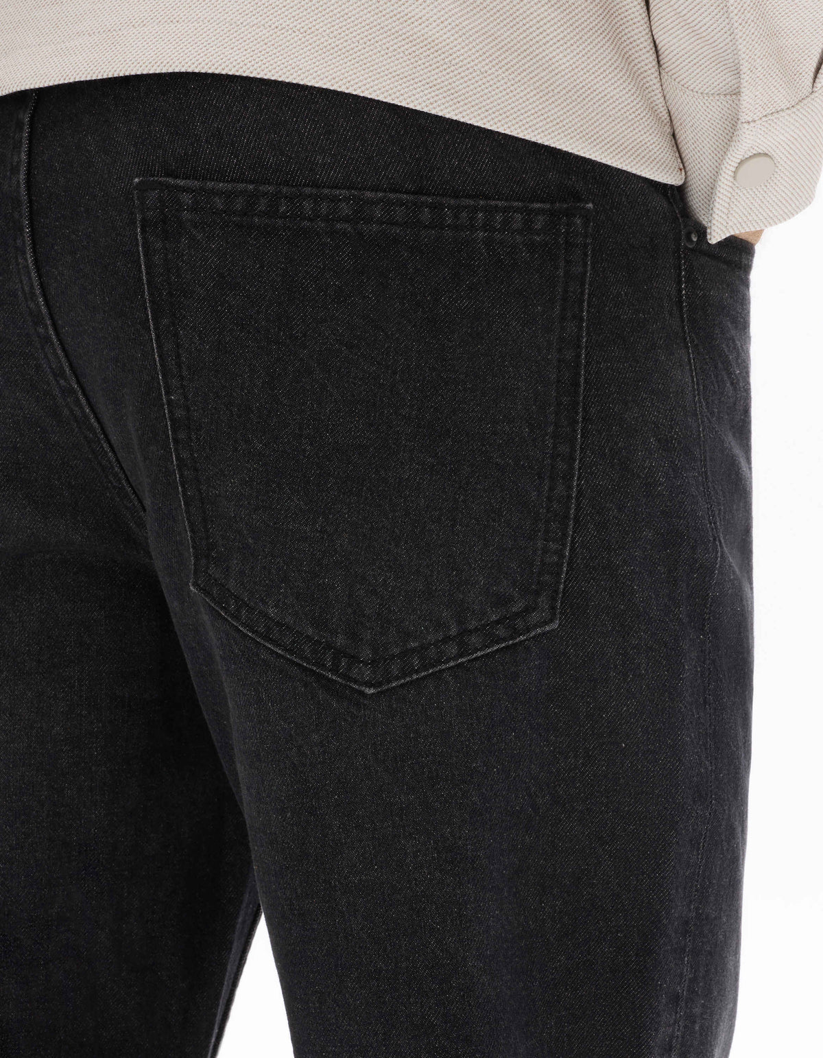 Loose Fit 100% Cotton Jeans - Washed Black