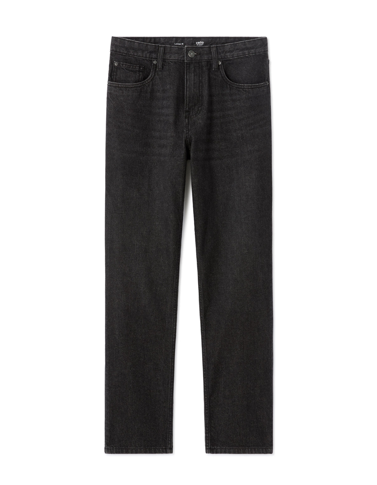 Loose Fit 100% Cotton Jeans - Washed Black